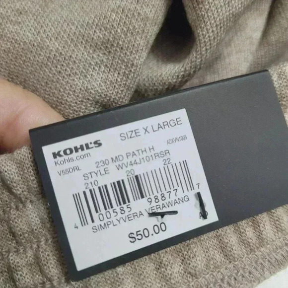 NWT. Simply Vera Vera Wang Women's Wide Leg Sweat Pants XL 19CT - Picture 4 of 9